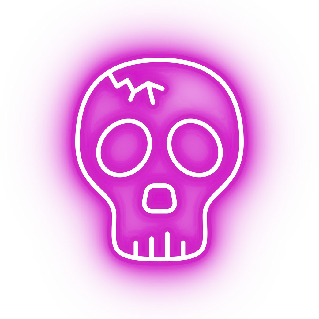 Neon pink skull icon